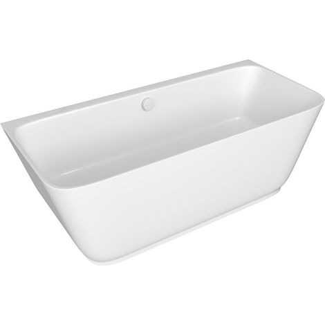 Baignoire îlot murale SKYLLA en fonte de marbre 170x75x60cm, blanc (1/4)