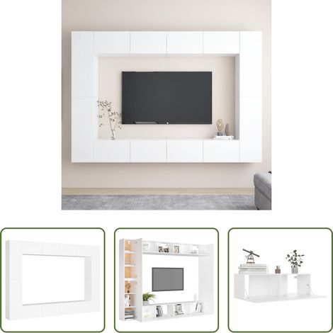 Fernsehschrank -  8-tlg. TV-Schrank-Set Weiß Holzwerkstoff (1/5)