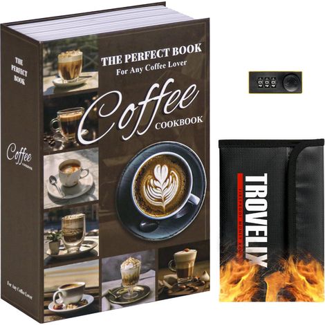 Coffre-fort caché avec serrure à combinaison 24 x 15 x 5,5 cm avec sac ignifuge, coffre-fort secret pour dérivation secrète, boîte à livres creuse, boîte de rangement cachée (1/5)