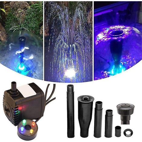 Elektrische Wasserpumpe mit 600 l/h Förderleistung und 4 LEDs für kleine Außenbrunnen, Gärten oder Fischteiche (EU-Stecker). (1/5)