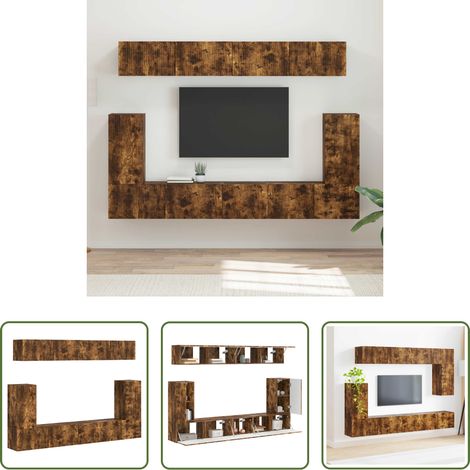 vidaXL Wandregal - TV-Schrankset 5 pcs Geräucherte Eiche Holzwerkstoff (1/5)