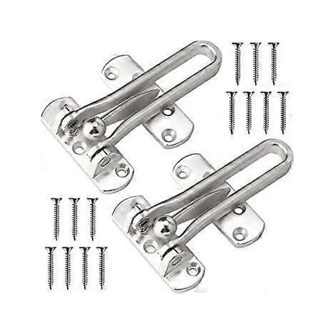 (Argent, lot de 2) Verrou de renfort de porte avec barre pivotante pour la sécurité de la maison et des enfants. Alliage d'aluminium massif épais. (1/5)