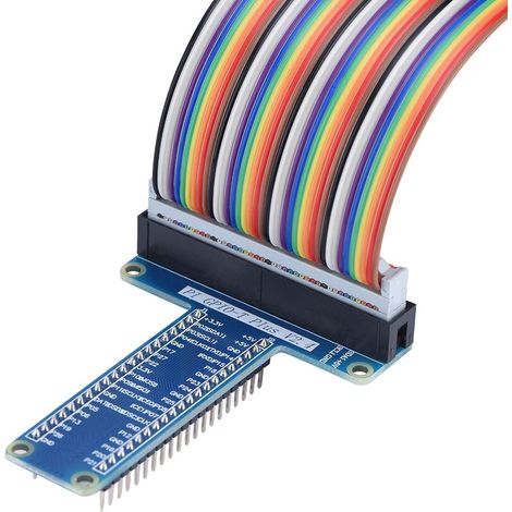 Carte d'Extension GPIO de Type T + Câble Plat à Ruban 40 Broches Kit d'Accessoires Compatible avec Raspberry Pi 1B + / 2B / 3B. (1/5)