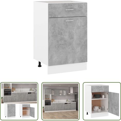 Rangement cuisine -  Armoire à tiroirs "Lyon" Gris béton 50 x 46 x 81,5 cm Bois d'ingénierie (1/5)