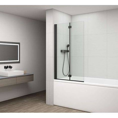 Polysan - Schermo per vasca Rota Black a due pannelli 90x150 cm, vetro trasparente FB900 (1/3)