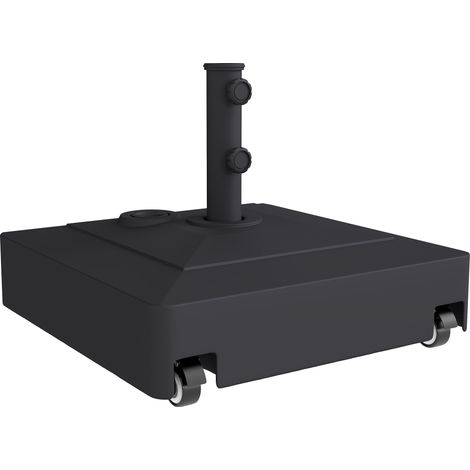 Rollender Sonnenschirmständer mit Bremsen, 40 kg Wasserkapazität / 61 kg Sandkapazität, für Sonnenschirmstangen Ø 35/38/48 mm, schwarz
