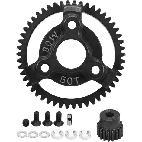 Pignon et Couronne en Acier Résistant à l'Usure 32P 50T 18T, Kit d'Engrenages pour RC Traxxas Slash 2WD 1/10 (1/5)