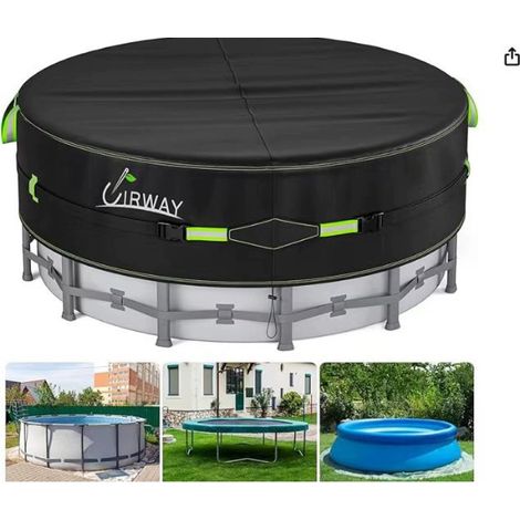 305 cm Couverture de Piscine Ronde avec Bandes réfléchissantes, Couverture de Piscine pour piscines Hors Sol (1/4)