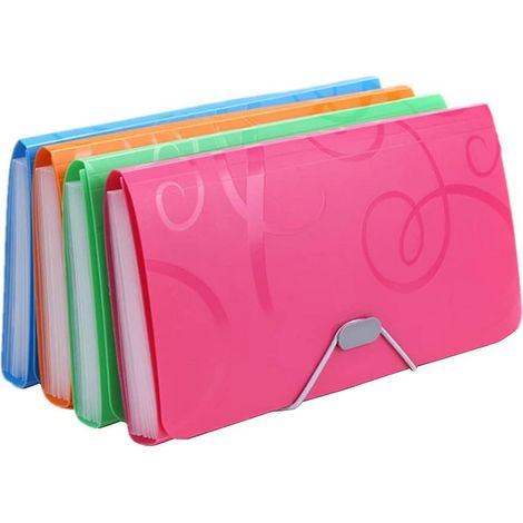 4 Chemise de classement, 13 poches, format A6, onglets, anneau élastique, plastique robuste, bureau école (1/5)