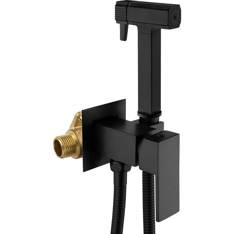 Pulvérisateur de Bidet à Main pour Toilettes, Double Mode (Jet/Doux), Montage Mural en Laiton, Douchette WC pour Bébé, Tuyau de 1,5 m (Noir) (1/5)