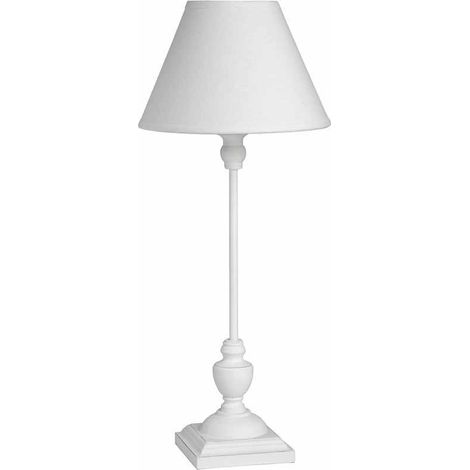 Symi Slim Table Lamp - Linen/Wood - L22 x W22 x H45 cm - White