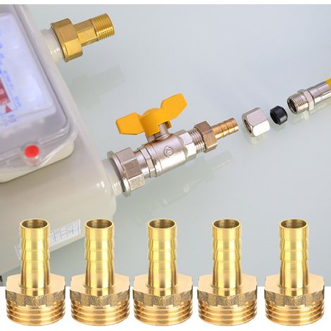 5 Messing-Schlauchverbinder mit Außengewinde, geeignet für Wasserleitungen und Schläuche (G1/2 - 10 mm). (1/5)