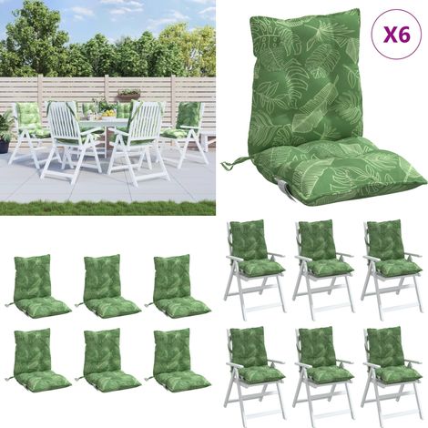 Niedriglehner-Auflagen 6 Stk. Blattmuster Oxford-Gewebe - Niedriglehner Auflagen - Gartenstuhlkissen - Oxford Stoff - Wasserabweisend - Balkon Deko - Home & Living