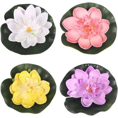4 PIÈCES ÉTang Flottant DéCor NéNuphar Fleur De Mousse De Lotus NymphéAs Artificiels Ornement Flottant pour La DéCoration SpéCiale De FêTe De Jardin De Maison D'Aquarium De Piscine D'éTang 10cm (1/5)