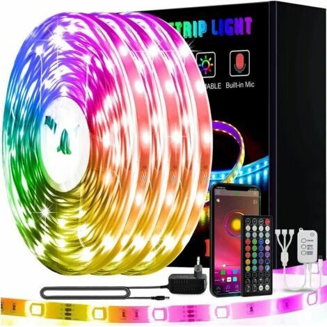 LED 15M Bande LED RGB Multicolore App Contrôle, Led Ruban avec Télécommande à 44 Touches, Synchroniser avec Rythme de Musique/Fonction de Minuterie, pour Décoration, Mariage, Chambre, Fête (1/4)