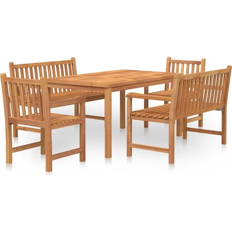 Maison Exclusive - 5-tlg. Garten-Essgruppe Massivholz Teak (1/5)
