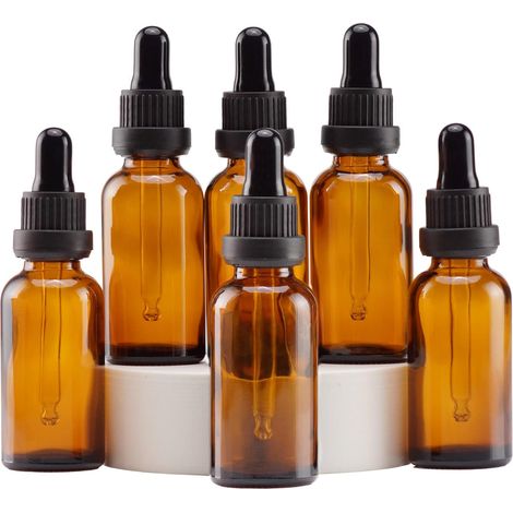 6 x Amber Empty Essential Oil Dropper Bottle with Glass Pipette for Essential Oil, Aromatherapy, Laboratory, Massage, Cosmetics, Travel (1/5)