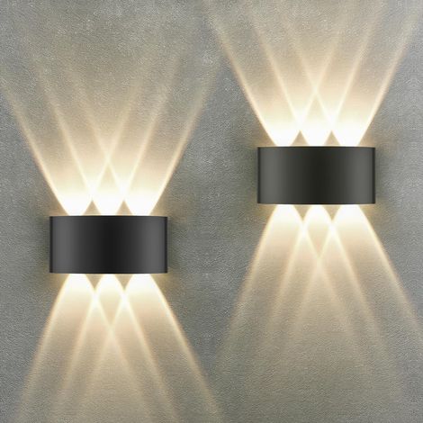 2 PCS Applique Murale LED Intérieure IP65 3000K - Lampe Murale Moderne pour Chambre, Salon, Hôtel, Escalier, Allée (1/5)