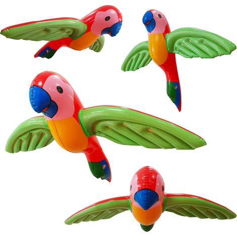 4 x Inflatable Parrot, Inflatable Parrot Pool Toy, Inflatable Parrot Decor, Pirate Parrot Accessory, for Halloween, Hawaii, Carnival, Beach, Party Decoration (58 x 75 cm) (1/5)