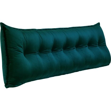 VERCART Grande cuscino decorativo per il letto, cuscino da lettura con bottoni, cuscino per il corpo per chi dorme di lato, velluto turchese, 200 x 8 x 50 cm (1/5)