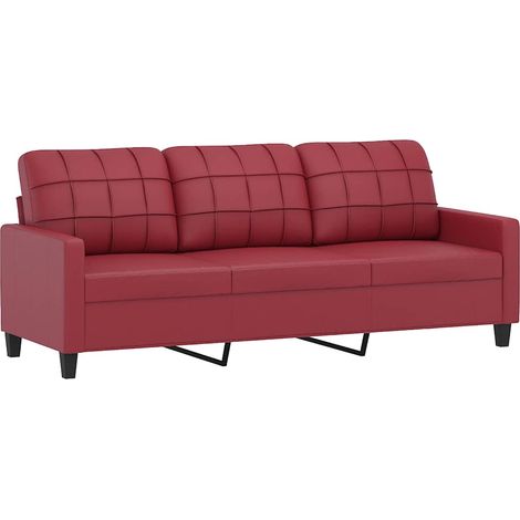 vidaXL 3-Sitzer Sofa Bordeaux Rot 180 cm Kunstleder