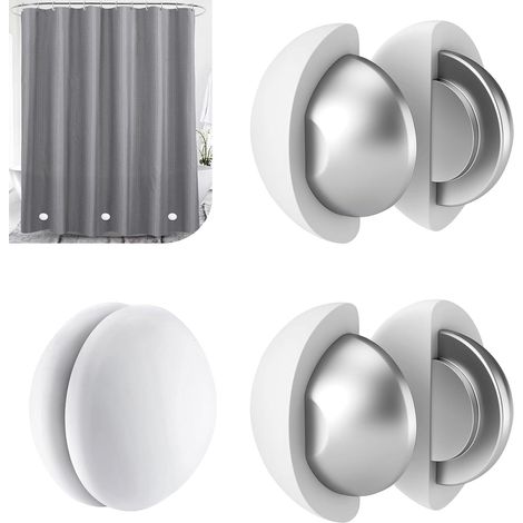 Rideau de douche coupe-vent imperméable magnétique avec revêtement en silicone pour salle de bain 4 cm Blanc mat contemporain (1/5)
