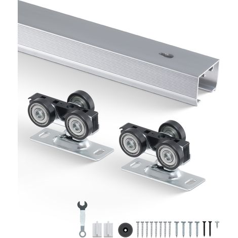 VEVOR Kit di Binari per Porte Scorrevoli a Scomparsa, per Impieghi Gravosi 1746 mm, Set di Binari e Ferramenta per Porte Scorrevoli di Qualita Commerciale per Porte Singole Larghe da 610–914 mm
