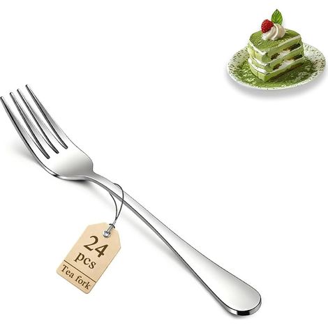 24-teiliges Dessertgabeln-Set, 14 cm, kleine Edelstahl-Kuchengabeln für Cocktails, Kuchen, Tee, Obst, Käse, Vorspeisen, für Hotels, Restaurants, Cafés (1/5)