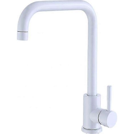 Robinet de cuisine monocommande en acier inoxydable, finition noir mat, diamètre 7 pouces, bec haut et eau chaude (1/5)