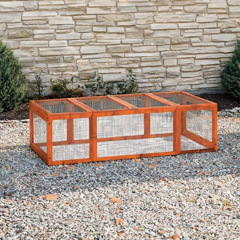 Enclos extensible pour petits animaux avec toit ouvrant en bois (1/5)