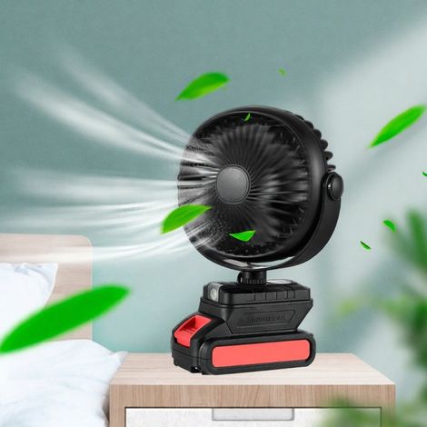 Mini ventilateur électrique portable au lithium, idéal pour le camping et les activités de plein air. Faible niveau sonore, rotation à 360°, angle réglable, lumière LED, rechargeable, 2 vitesses. (1/5)