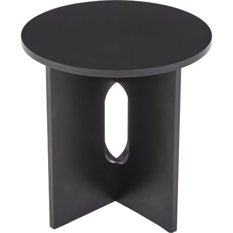 Wahson Round Coffee Table 50CM Samll Simple Side Table Modern Wood Rustic Tea Table for Bedroom Living Room Couch Side Cafe, Black