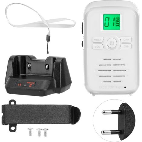 Q3 FM ABS Mini Talkie-Walkie sans fil 110-240V 400-470MHZ étanche ultra-fin radio bidirectionnelle blanche prise UE (1/5)