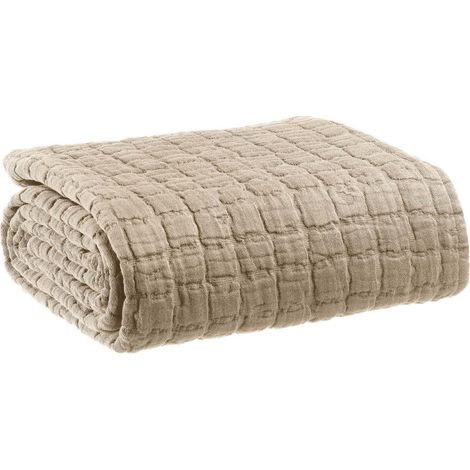 Plaid Muscade 130 x 200 cm, Couverture Décorative pour Canapé et Lit, Coloris Muscade - PANGIVO (1/2)