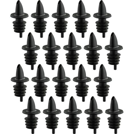 20 Becs Verseurs à Spiritueux/Vinaigre/Huile pour Bouteilles, Doseur avec Tube d'air, Bouchon plastique, Jet-Pour, Noir, 411022E3 (1/5)