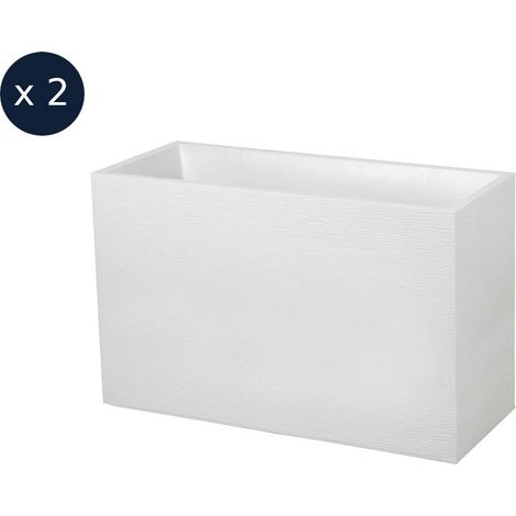 Lot de 2 Jardinières Muret Graphit 99,5 x 39,5 x 60 cm - 116 L - Blanc cérusé - Eda (1/2)