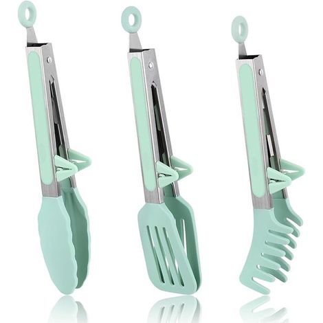 Set di 3 pinze da cucina con manici in silicone e meccanismo di bloccaggio. (1/5)
