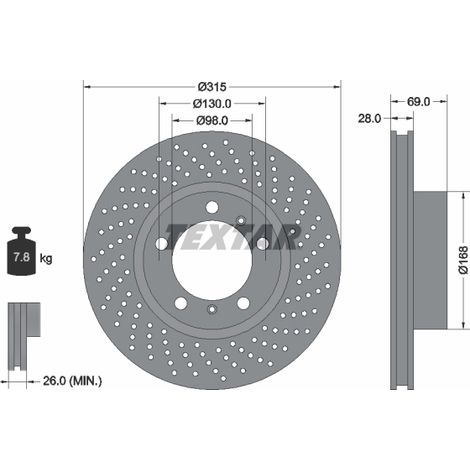 Disque de frein Textar 92280005 PORSCHE 98135140201