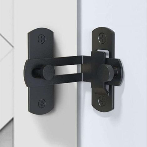 90-Grad-Riegelschloss für Scheunentore, rechtwinkliger, gebogener Knopf, Schwarz, 1 Stück (1/3)