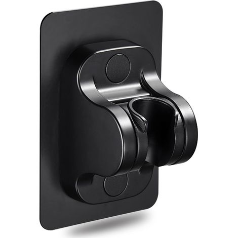 Support de pommeau de douche, sans perçage, angle autocollant, réglable, super puissance, étanche, résistant à l'humidité (noir) (1/2)