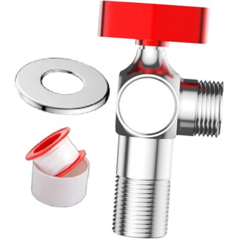Robinet d'angle chauffant pour WC, robinet à bille, interrupteur triangulaire compact eau chaude/eau froide, pour Rouge (1/5)