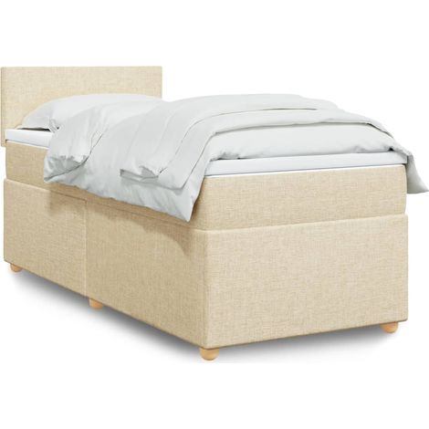 Boxspringbett mit Matratze Creme 100x200 cm Stoff