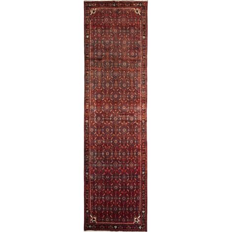 Tapis d'orient 117 x 472 cm, motif oriental, bordeaux, beige et bleu, en laine nouée main, authentique (1/5)