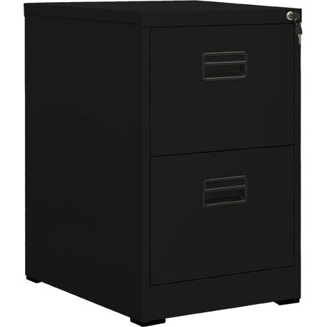 Cassettiera per ufficio con 2 cassetti 46 x 62 x 72,5 cm acciaio nero DEC024587