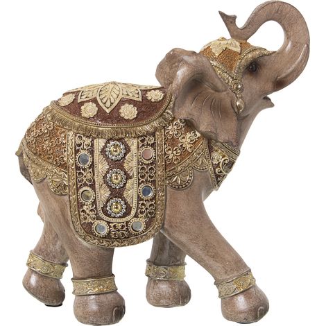 Figurine Résine Éléphant Gris/Or 24X11X25 Cm (1/4)