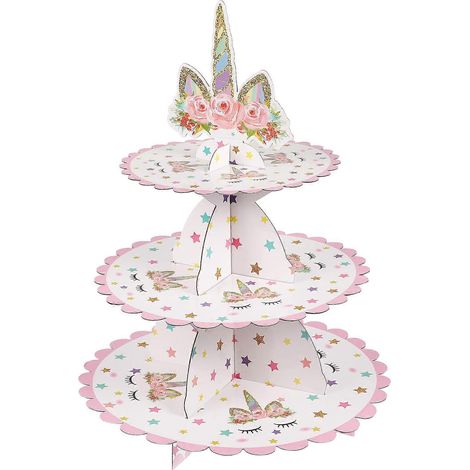 Présentoir à gâteaux en papier à trois étages pour cupcakes (1 pièce)-29.5X30cm (1/2)