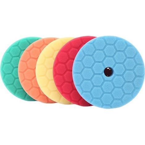 Esponja de pulido, SPTA 5 piezas 150 mm Hex Logic Almohadilla de pulido Esponja Kit de pulido para lijado y pulido de automóviles para pulido RO/DA de 125 mm para pulidora Máquina de pulido (1/5)