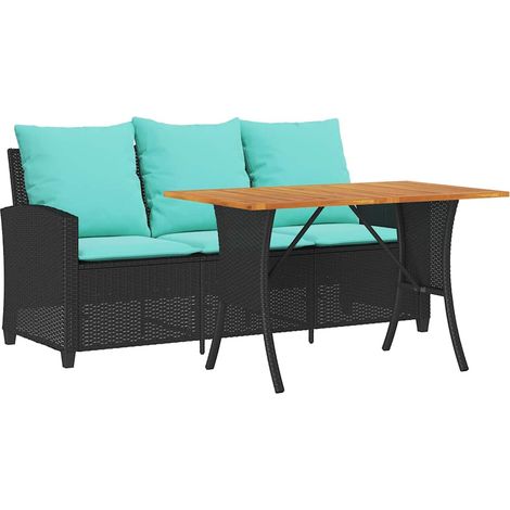 Canapé de jardin 3 places coussins et table noir résine tressée vidaXL (1/5)