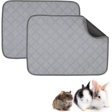 Lot de 2 tapis de cage antidérapants, imperméables et lavables en polaire pour cochon d'Inde Litière pour cochon d'Inde Tapis absorbant pour animaux - 60 x 45 cm, gris (1/4)