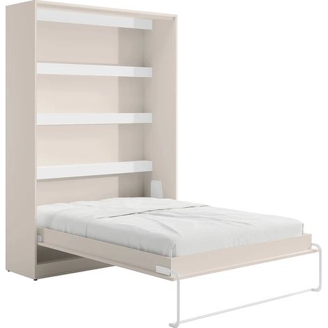 Letto a scomparsa 140 x 200 cm - Apertura verticale manuale - Con LED - Beige - RAPILI (1/5)